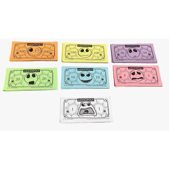 Monopoly The Nightmare Before Christmas Game Money Hotels Houses Dice - Picture 4 of 4